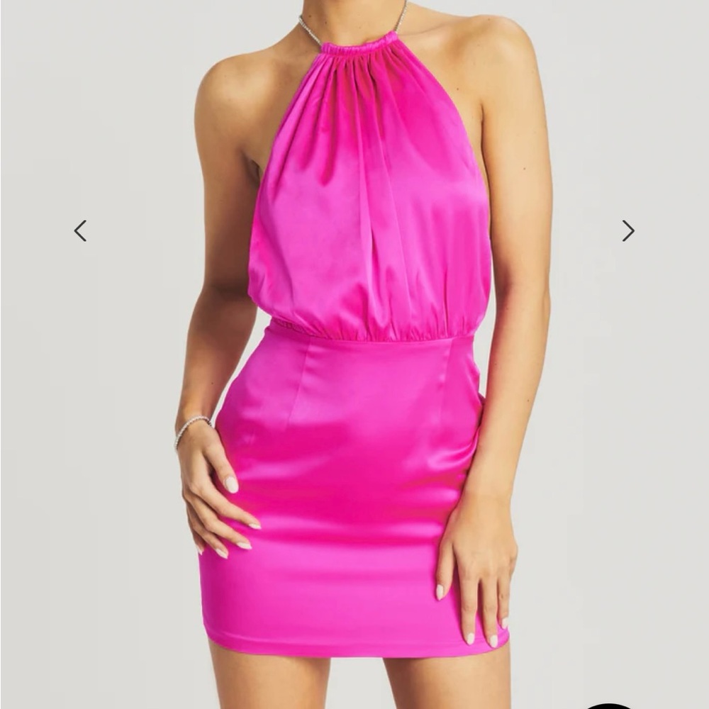 Retrofeta- hot pink dress- beautiful jewel back- no tag, but xsmall fit